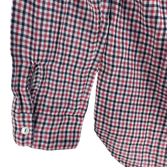 Jet John Eshaya Check Pattern Back Button Shirt Red Blue Made USA Size S - Picture 6 of 7